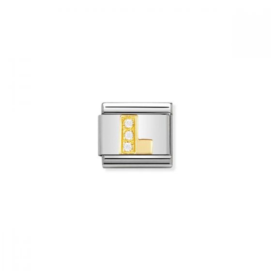 Nomination Gold and Zirconia Classic Letter Charm - M