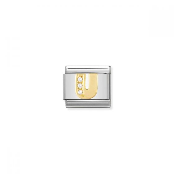 Nomination Gold and Zirconia Classic Letter Charm - U