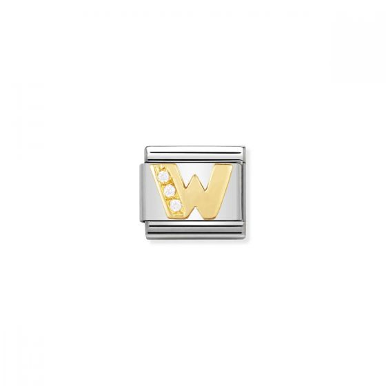 Nomination Gold and Zirconia Classic Letter Charm - W