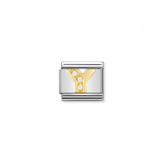 Nomination Gold and Zirconia Classic Letter Charm - Y