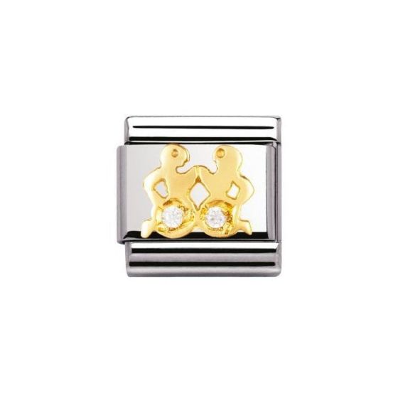 Nomination Classic Zodiac Charm - 18k Gold and Cubic Zirconia Gemini 030302_03