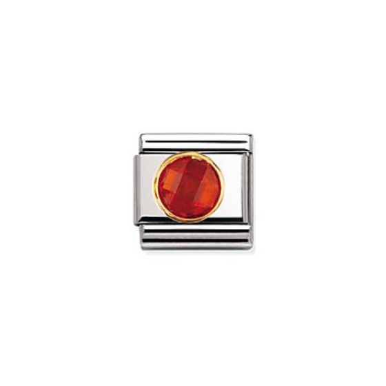 Nomination Classic Gold Round Faceted Orange Cubic Zirconia 030605_026
