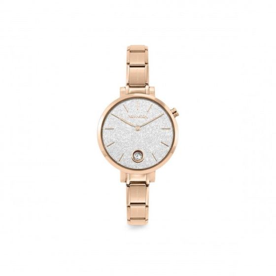 Nomination Paris Round Rose and Zircon Glitter Silver Charm Watch