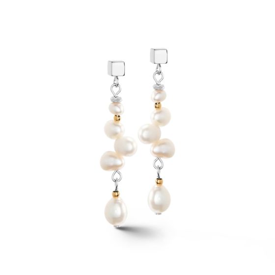 Coeur De Lion Dancing Freshwater Pearl Earrings - White Bicolour