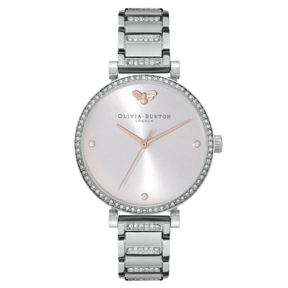 Olivia Burton Belgrave T-bar Grey and Silver Bracelet Watch 24000001