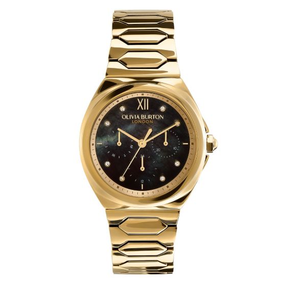 Olivia Burton Lustre Multi-Function Black and Gold Bracelet Watch - 24000150