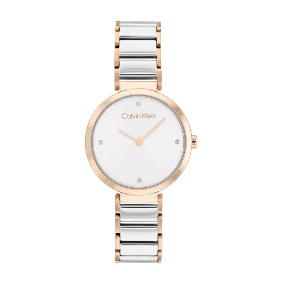 Calvin Klein Minimalistic T Bar Watch - Rose Gold and Silver 25200139