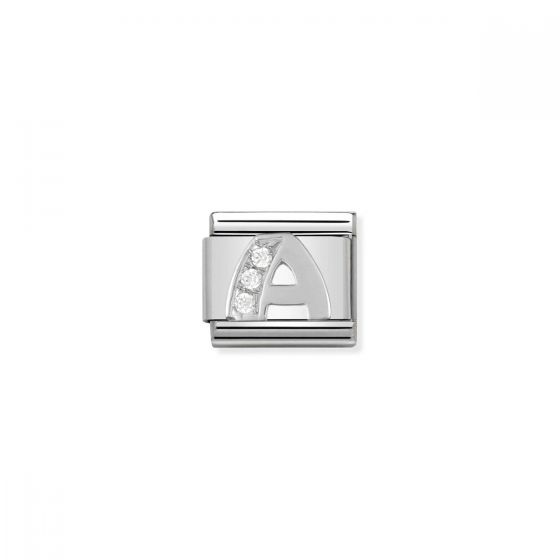 Nomination Silver and Zirconia Classic Letter Charm - A