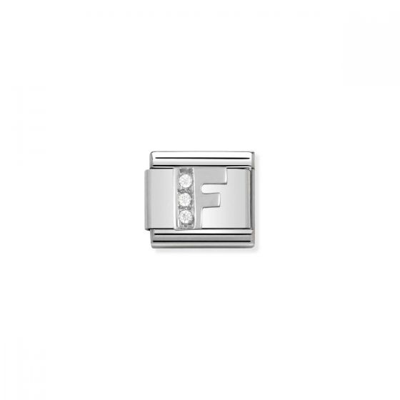 Nomination Silver and Zirconia Classic Letter Charm - F