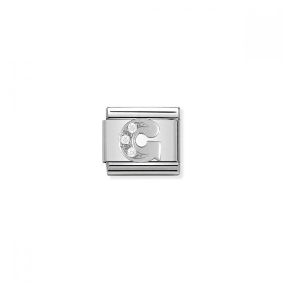 Nomination Silver and Zirconia Classic Letter Charm - G