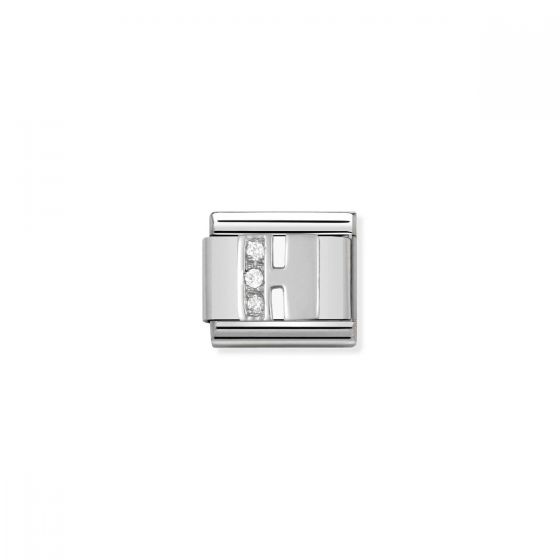 Nomination Silver and Zirconia Classic Letter Charm - H