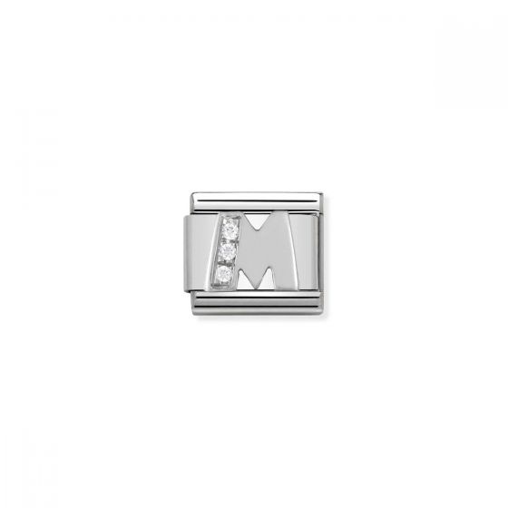 Nomination Silver and Zirconia Classic Letter Charm - M