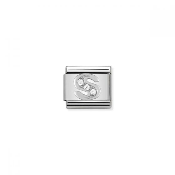 Nomination Silver and Zirconia Classic Letter Charm - S