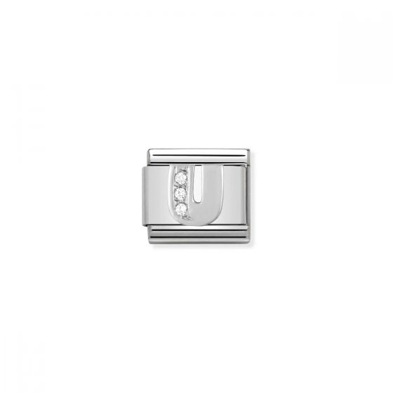 Nomination Silver and Zirconia Classic Letter Charm - U