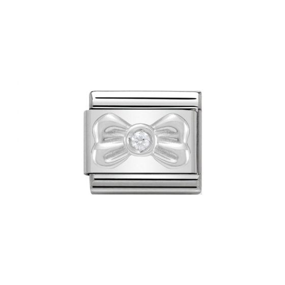 Nomination Classic 925 Silver and Zirconia White Ribbon Charm 330311_01