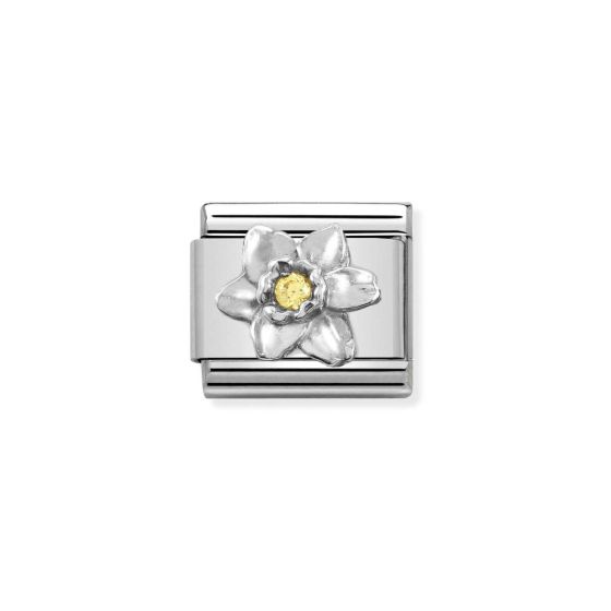 Nomination Silver and Yellow Zirconia Daffodil Charm 330311_14