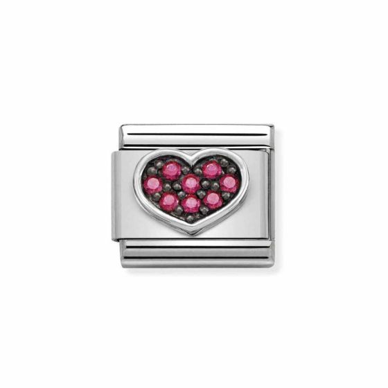 Nomination Composable Symbols Charm - Cubic Zirconia Silver Fuchsia Heart