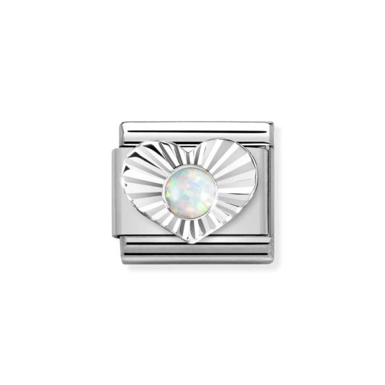 Buy Nomination Classic Silvershine Fluted Bezel Heart White Opal Charm Online