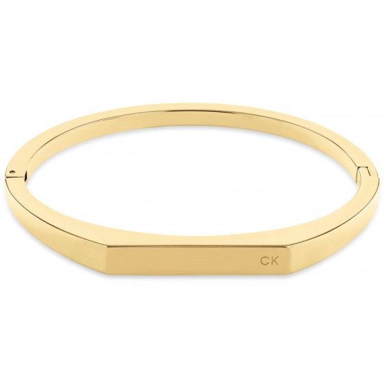 Calvin Klein Faceted Bar Hinged Bangle - Gold Plated 35000046