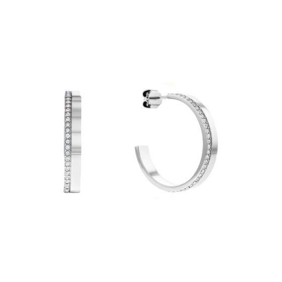 Calvin Klein Minimal Linear Hoop Earrings - Silver 35000163