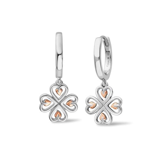 Clogau Tree of Life Heart Silver Drop Hoop Earrings - 3STOL0739