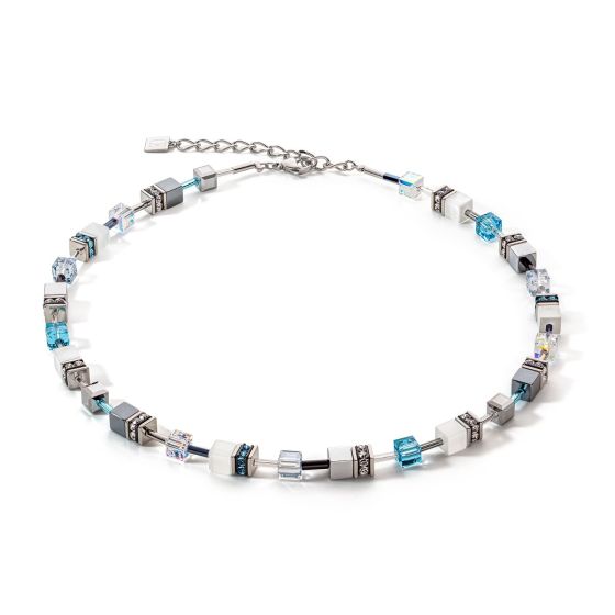 Coeur De Lion GeoCUBE Necklace - Iconic Monochrome Aqua 4012102000