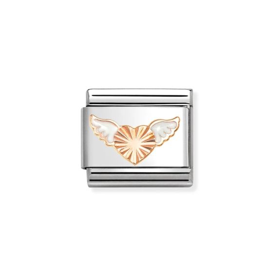 Nomination Classic Rose Gold and Enamel Heart Angel Wings Charm 430202_46