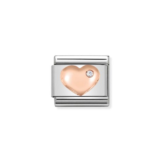 Nomination Classic Rose Gold and Zirconia Heart Charm 430305_01