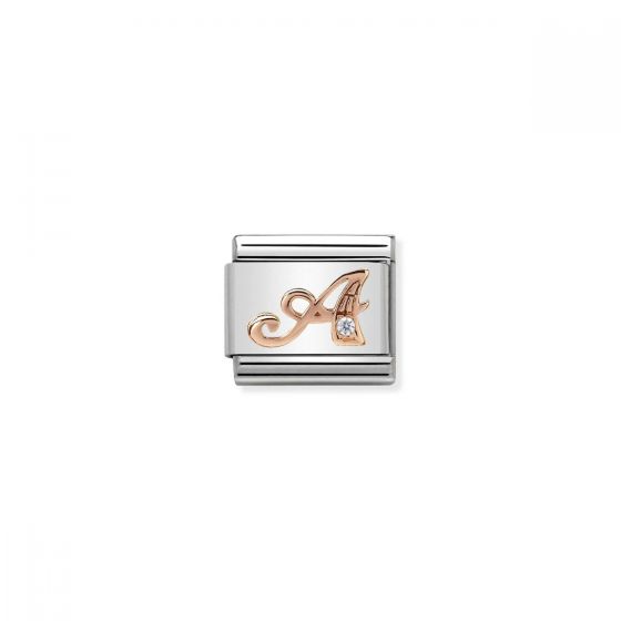 Nomination Rose Gold and Zirconia Classic Letter Charm - A