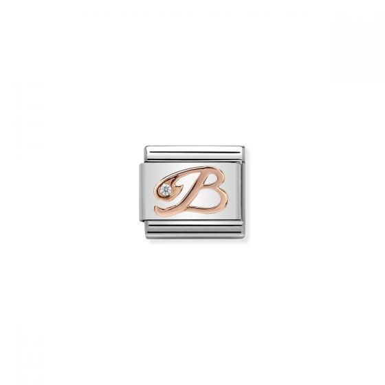 Nomination Rose Gold and Zirconia Classic Letter Charm - B