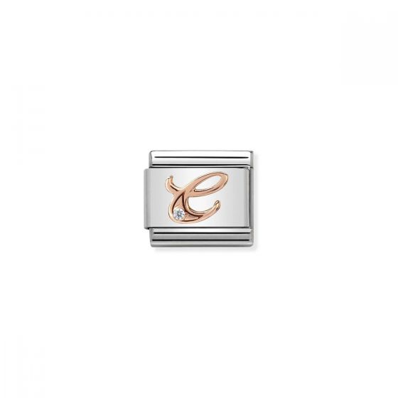 Nomination Rose Gold and Zirconia Classic Letter Charm - C