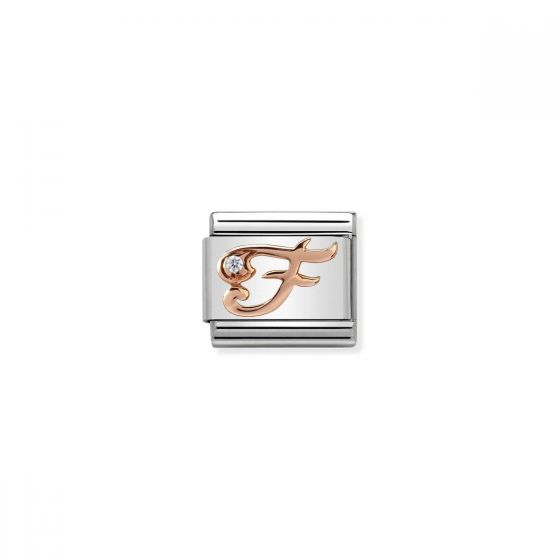 Nomination Rose Gold and Zirconia Classic Letter Charm - F