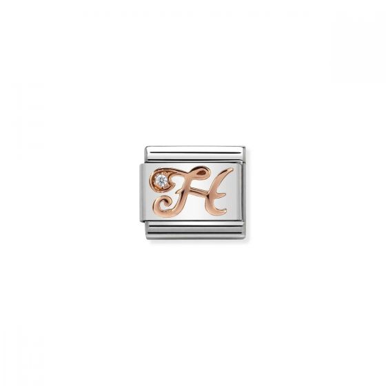 Nomination Rose Gold and Zirconia Classic Letter Charm - H