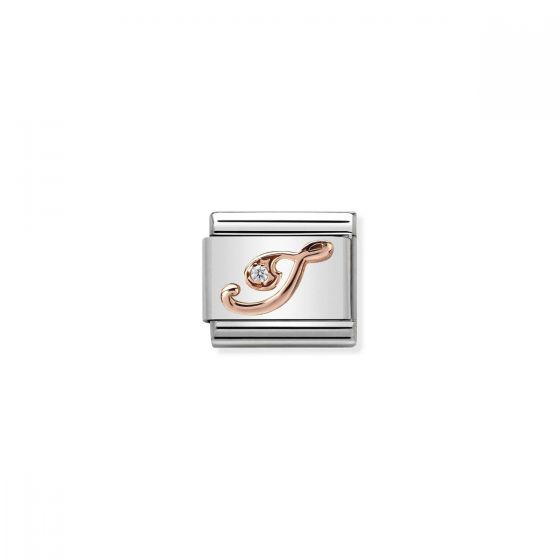 Nomination Rose Gold and Zirconia Classic Letter Charm - I
