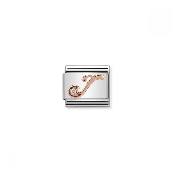Nomination Rose Gold and Zirconia Classic Letter Charm - J