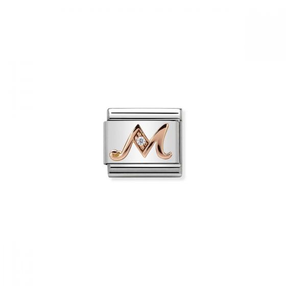 Nomination Rose Gold and Zirconia Classic Letter Charm - M