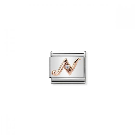 Nomination Rose Gold and Zirconia Classic Letter Charm - N