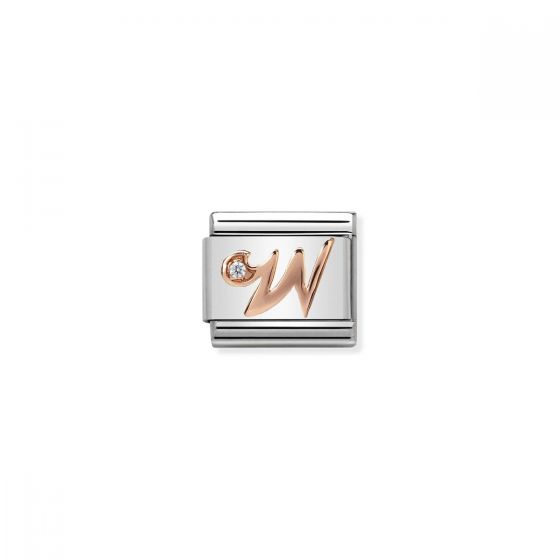 Nomination Rose Gold and Zirconia Classic Letter Charm - W