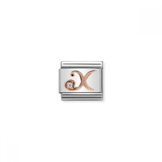 Nomination Rose Gold and Zirconia Classic Letter Charm - X
