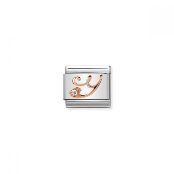 Nomination Rose Gold and Zirconia Classic Letter Charm - Y