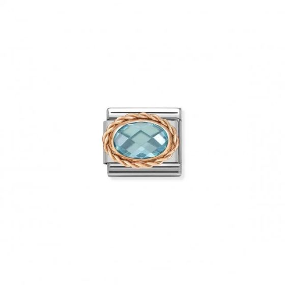 Nomination Classic Faceted Light Blue Cubic Zirconia Charm - Rose Gold Twist Setting