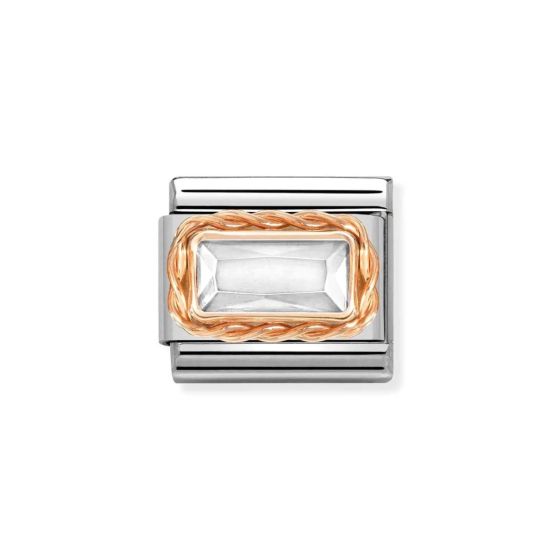 Nomination Classic Rose Faceted Baguette White Charm 430604_010