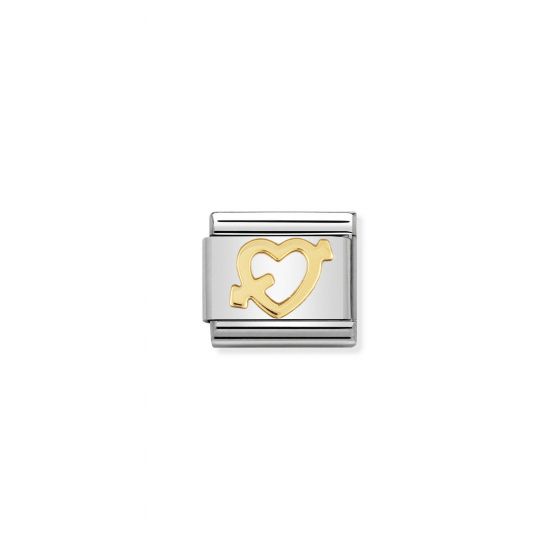 NOMINATION COMPOSABLE Classic LOVE in stainless steel with 18k gold Heart with arrow