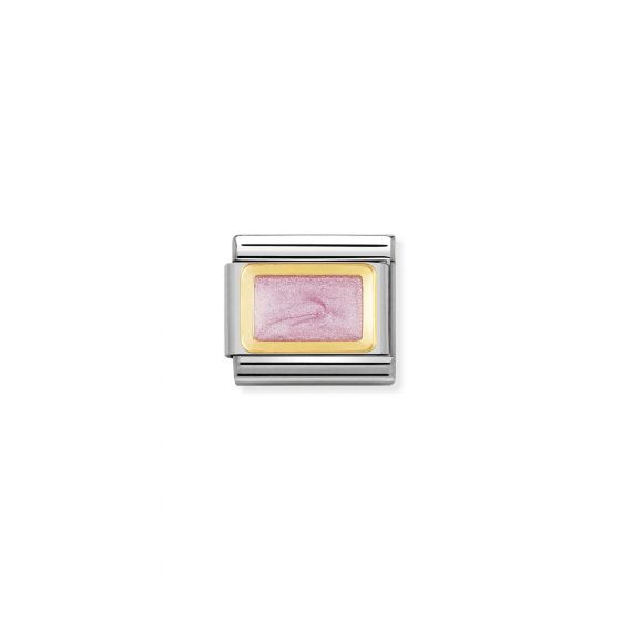 NOMINATION Composable Classic PLATES steel , enamel and 18k gold Pink glitter rectangle