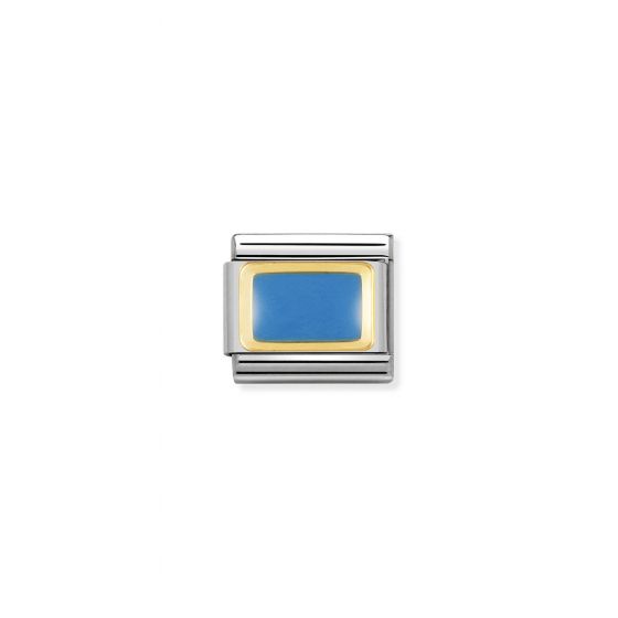 NOMINATION Composable Classic PLATES steel , enamel and 18k gold LIGHT BLUE Rectangle