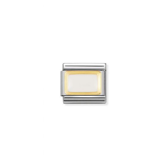NOMINATION Composable Classic PLATES steel , enamel and 18k gold WHITE Rectangle