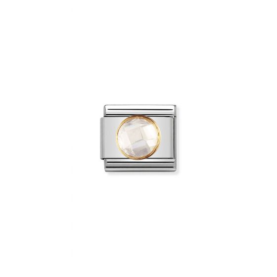 NOMINATION COMPOSABLE Classic links in stainless steel with 18k gold and round Cubic Zirconia White