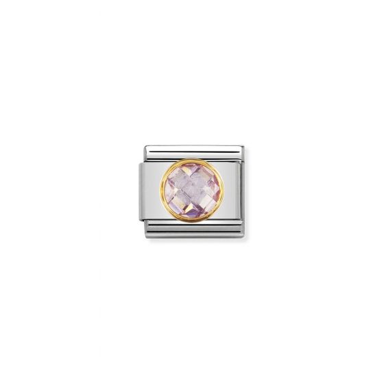 NOMINATION COMPOSABLE Classic links in stainless steel with 18k gold and round Cubic Zirconia LAVENDER
