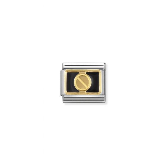 NOMINATION Composable Classic ELEGANCE (engraved) in stainless steel, 18k gold and enamel Screw, BLACK