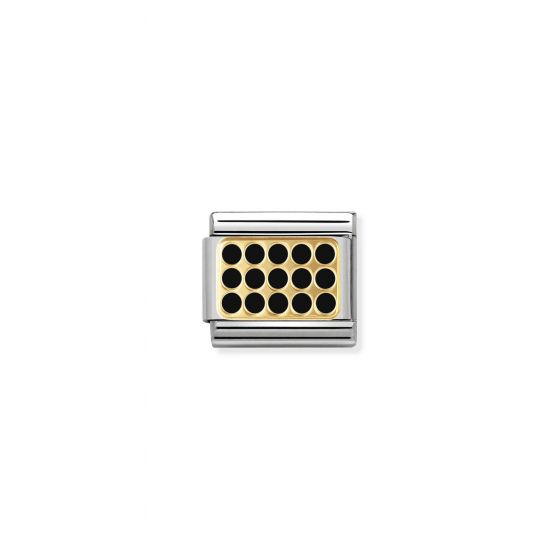 NOMINATION Composable Classic ELEGANCE (engraved) in stainless steel, 18k gold and enamel Grill, BLACK